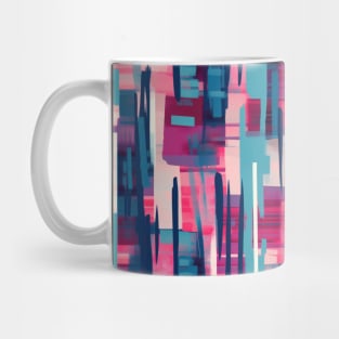 Cubist Harmony: Modern Geometric Dance in Pink, Blue, and Violet Mug